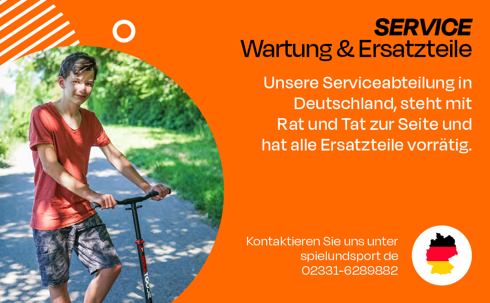 Алюмінієвий самокат S 1 / S 2 – регульований по висоті, ABEC 7, помаранчевий