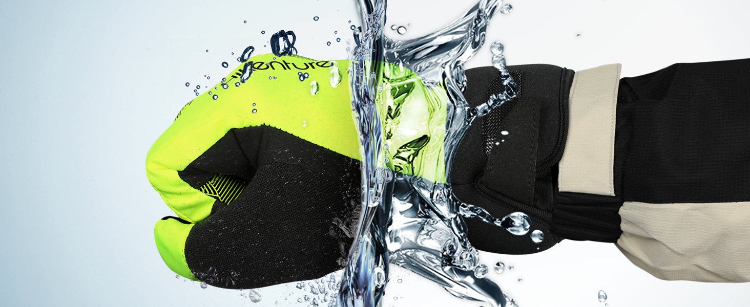 Зимові рукавички HIKENTURE: водонепроникні, для велосипеда та катання на лижах, тепла терморукавичка для чоловіків та жінок, з гелевою підкладкою, жовто-зелені, для бігу та активного відпочинку