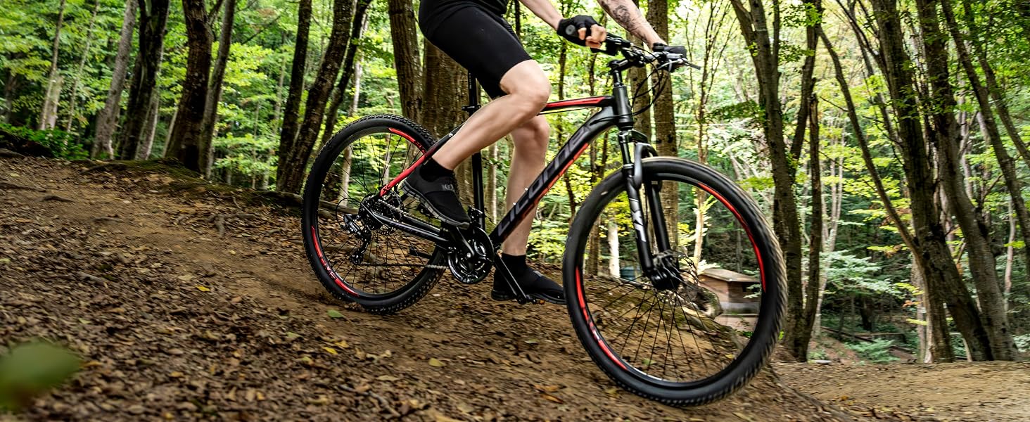 Гірський велосипед Licorne Bike Diamond Premium з алюмінієвою рамою, 21 швидкість, дискові гальма, регульована вилка, 27.5 дюймів, чорно-лаймовий