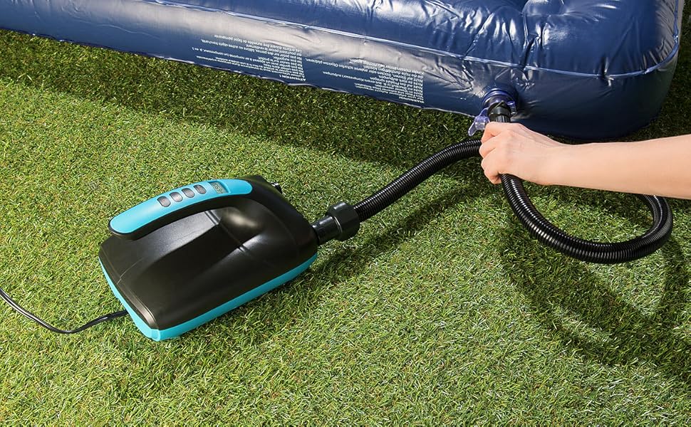 Електрична повітряна помпа для SUP-дошок та човнів AGT, 500 л/хв, з 6 насадками, для надувних човнів та SUP