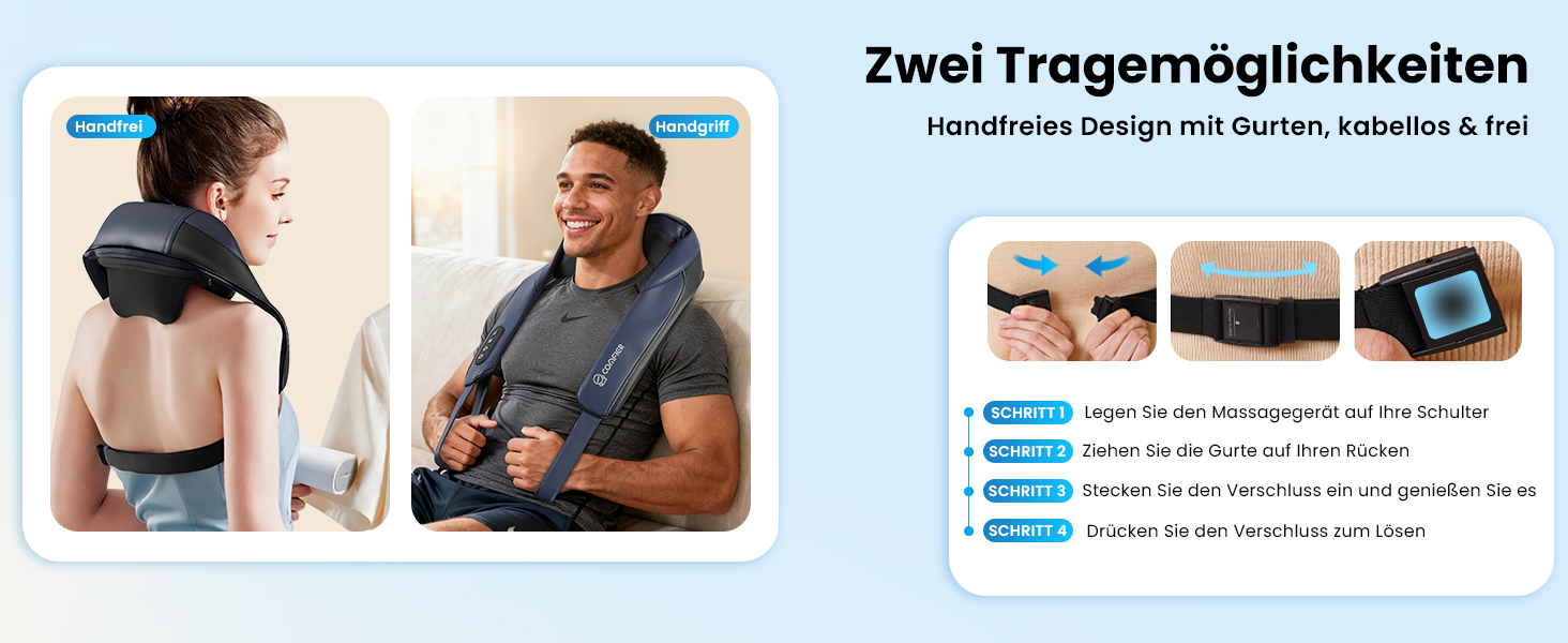 Масажер для шиї та плечей Comfier 2026 з графеновим підігрівом, 4D Shiatsu, бездротовий, для глибокого масажу шиї, плечей та спини, подарунок для жінок та чоловіків, темно-синій