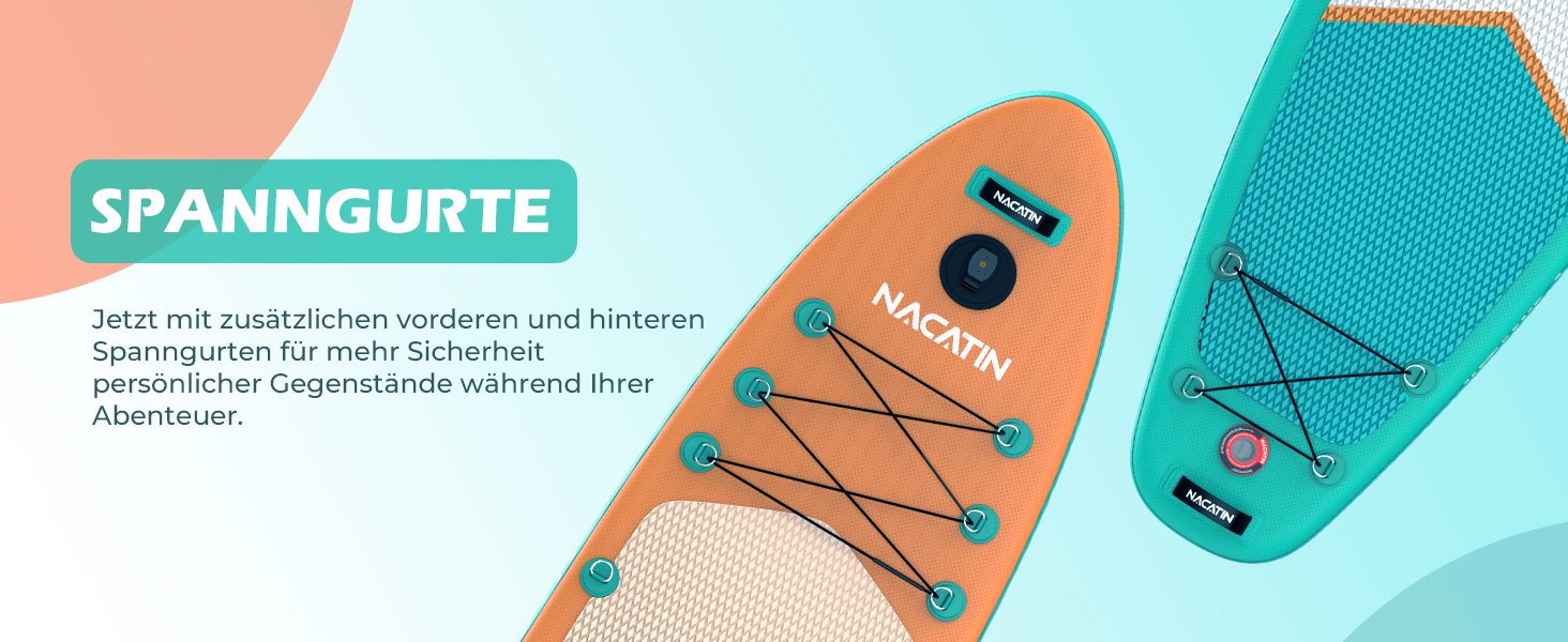 SUP дошка NACATIN надувна 320 см (10'6'') помаранчева для дорослих: комплект з веслом, насосом, рюкзаком та ремкомплектом