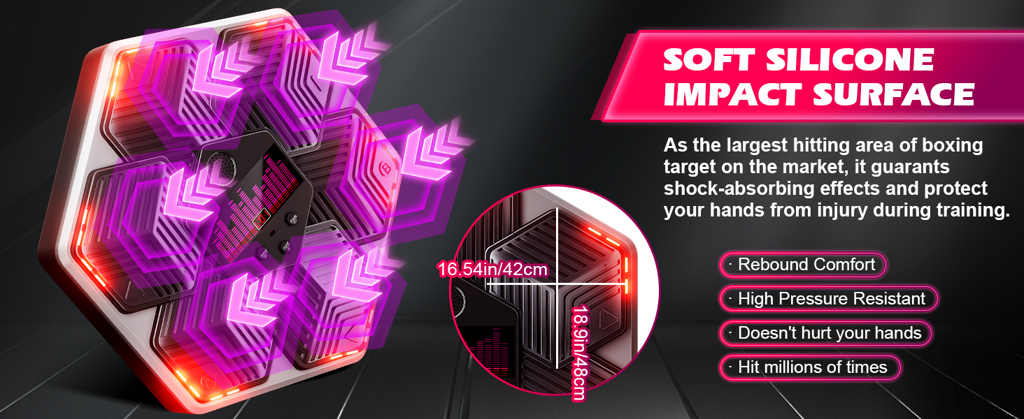 Музична боксерська машина для дорослих - 16 швидкостей, 14 режимів, Bluetooth, LED-підсвічування, з підрахунком ударів