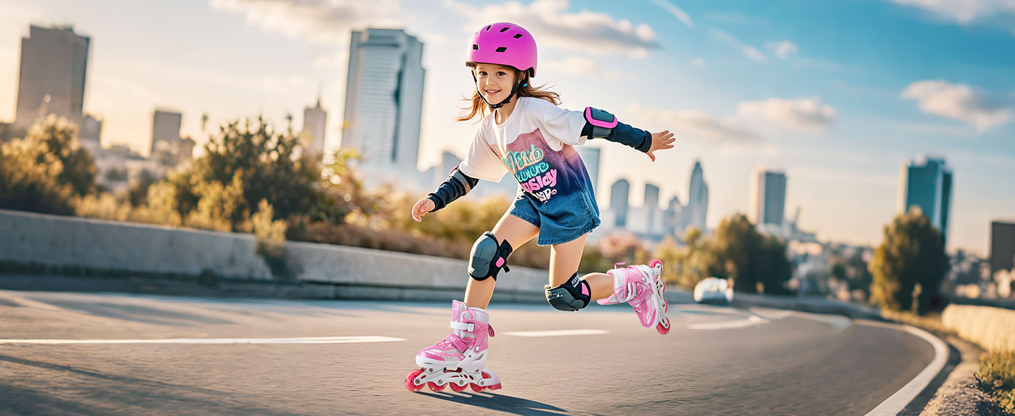 Дитячі ролики для дівчаток, регульовані, ролики-інлайни, ролики для дітей, для занять в приміщенні та на вулиці, розмір M (EU32-36), фіолетовий