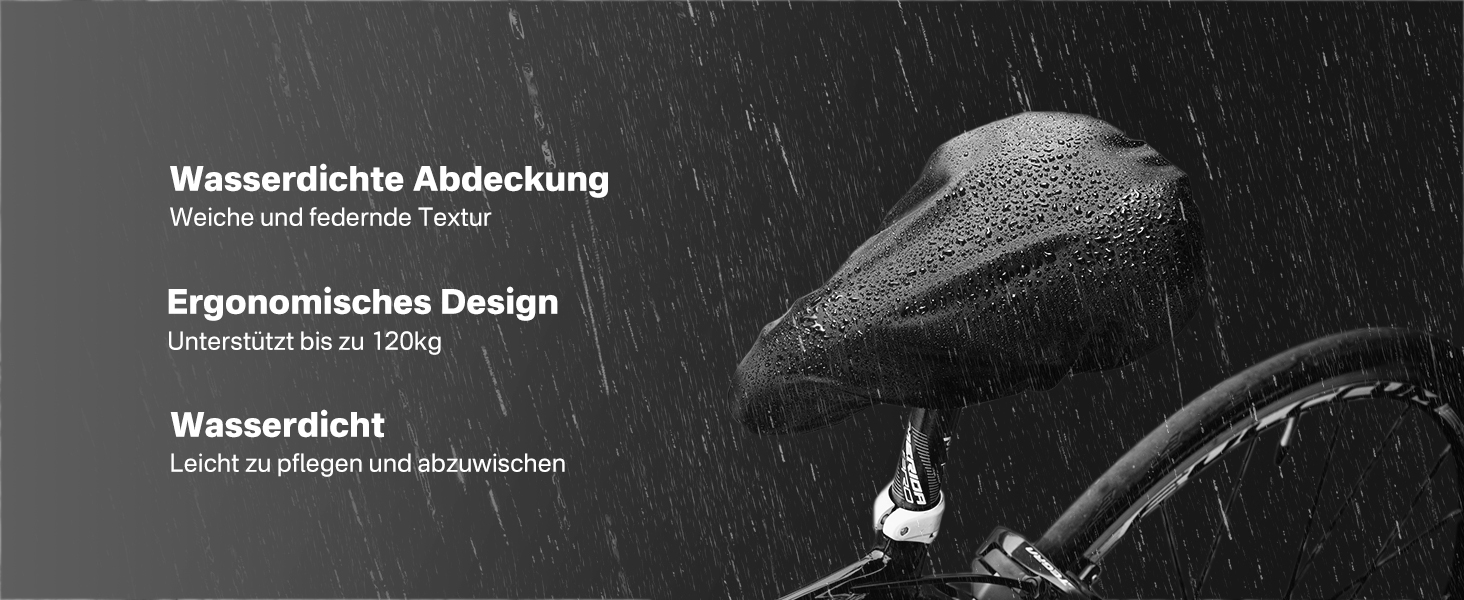 Накидка на сидіння велосипедне, ергономічна гелева підкладка, м'яка та зручна, з дощем. Підходить для жінок та чоловіків, чорна, вузька