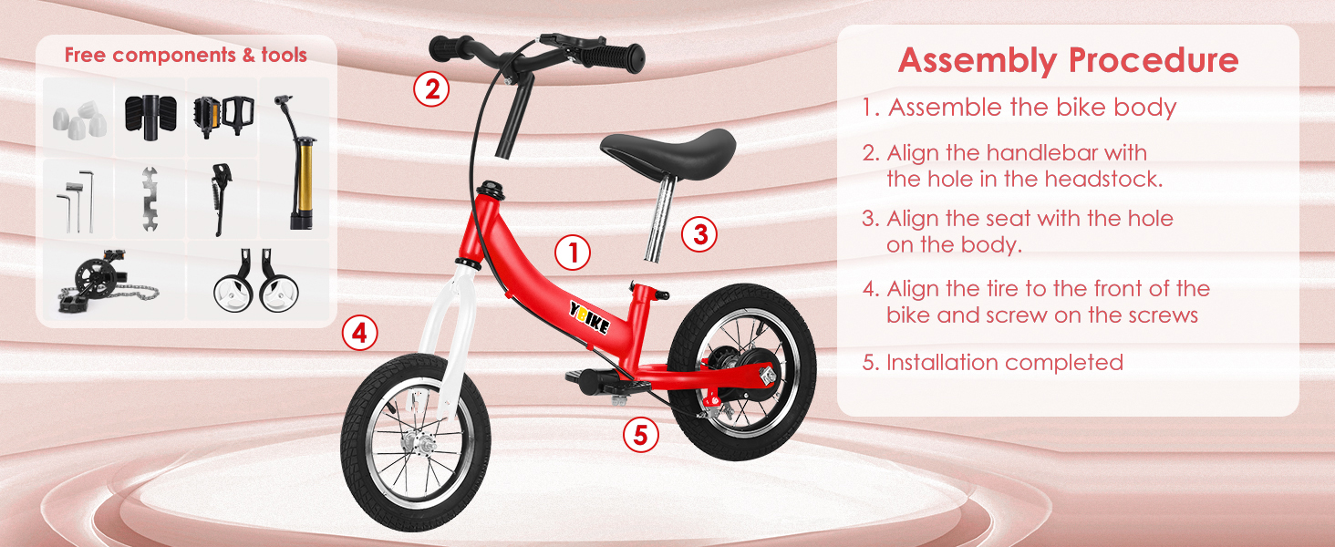 YBIKE 2-в-1 Біговел та Велосипед для дітей 1-7 років, 12/14/16 дюймів, з гальмом та педалями