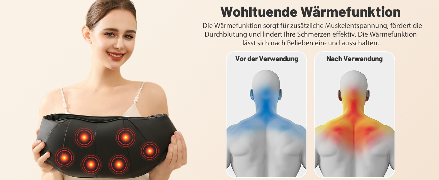Масажер для шиї та тіла 3D Shiatsu з підігрівом - електричний масажер для шиї, плечей, спини та ніг з 16 масажними головками, 3 режимами, автовимкненням