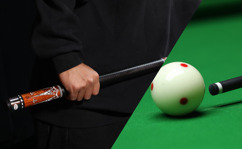 Кю Carbon Fiber (20-21 oz) - Професійний бик для більярду з шкіряним наконечником 13mm, 3/8*8 Joint, з чохлом, захисниками та крейдою