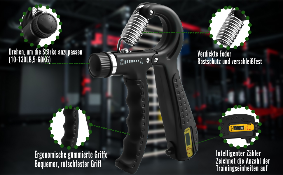 Набір для тренування рук Handtrainer 6шт: регульований тренажер хвата, підсилення зап'ястя, для фітнесу та зняття стресу