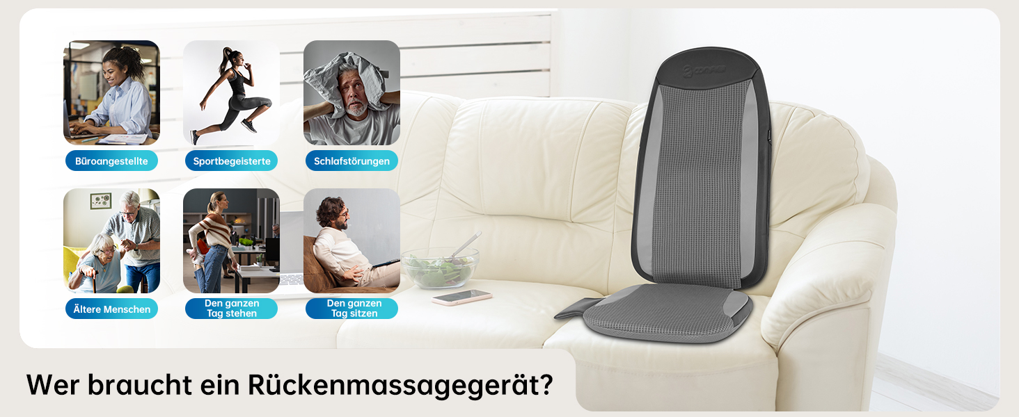 Масажне сидіння Comfier з функцією Shiatsu для шиї та спини, з підігрівом, для офісу та дому