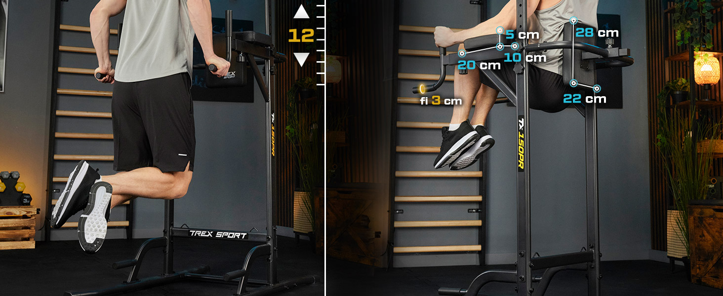 TREX SPORT Power Tower TX-150PR: турнік, бруси та силовий комплекс | Фітнес-станція до 150 кг
