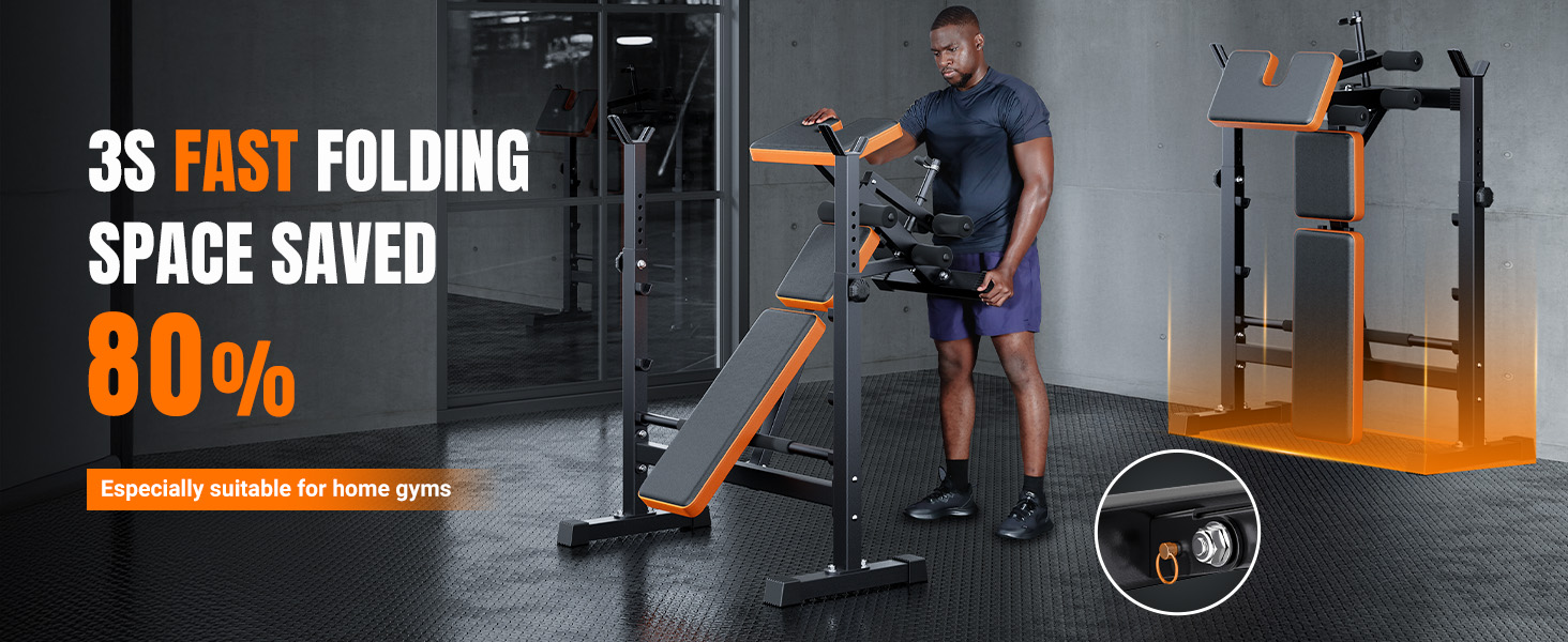 Складана тренажерна лава YOLEO 6 в 1 з підставками для штанги, регульована, для дому, з жимовою лавою та жимовою банківкою для пресу та згинанням ніг