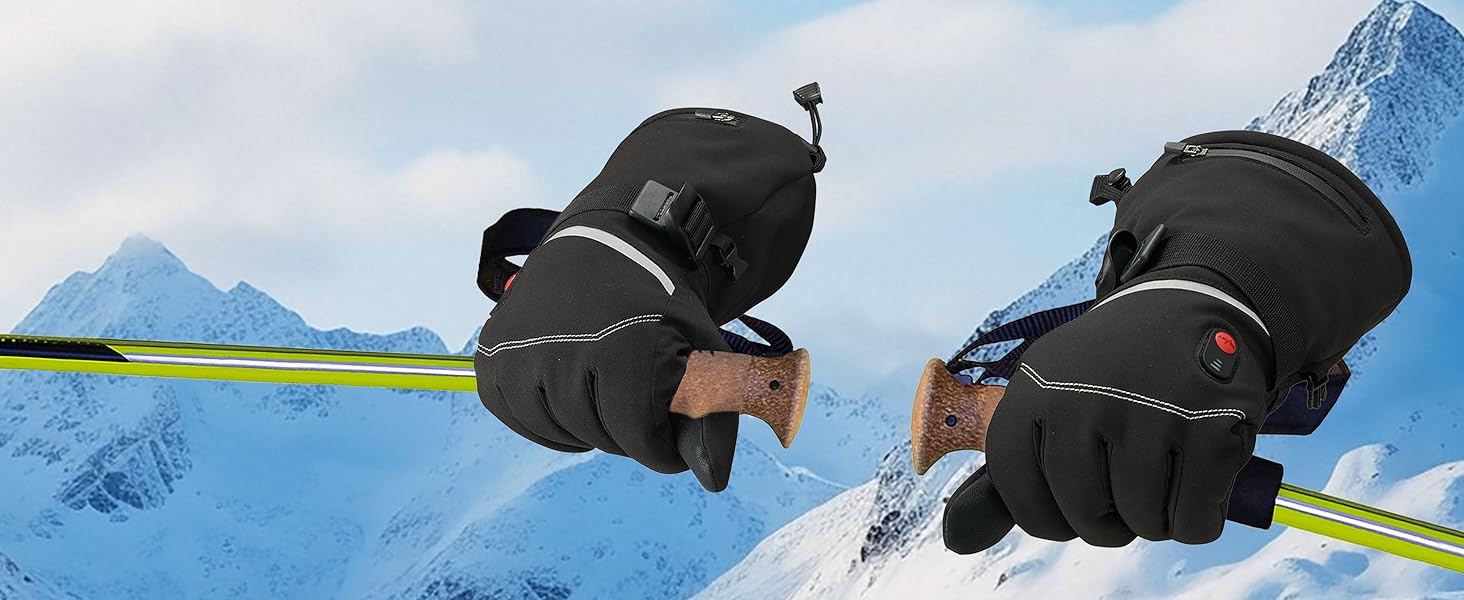 Греючі рукавички USB з підігрівом 20000mAh для чоловіків та жінок, 7.4V, 3 температурні режими, сенсорний екран, водонепроникні, антиковзкі, для зимової роботи на вулиці, чорні