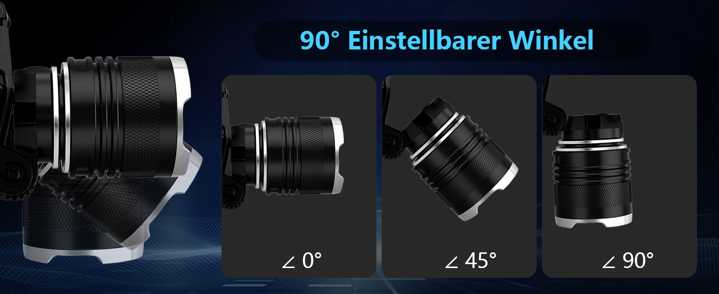 Ліхтар на лоб LED акумуляторний, 100000 люмен, 9000mAh, 5 режимів, IPX7, Zoom, для кемпінгу, риболовлі, надзвичайних ситуацій