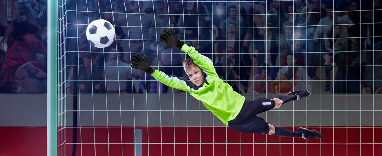 Воротарські рукавички WVVOU для дітей та підлітків, футбольні, з подвійним захистом, зручні, зелені