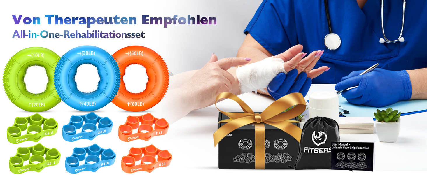 FitBeast Тренажер для рук Griffkrafttrainer, Набір 9 шт., Силовий тренажер для рук, Зняття напруги та відновлення (Помаранчевий)