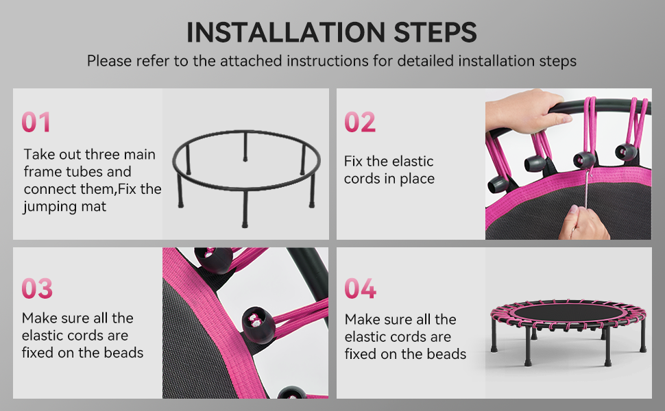 Міні-батут для дорослих 101,6 см, без поручнів, рожевий. Ідеальний для фітнесу вдома та на вулиці