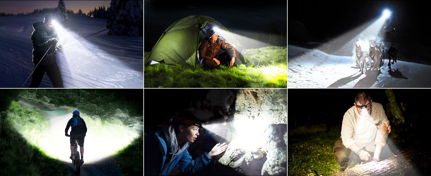 LED налобний ліхтар Blukar, 2 шт., надпотужний, з регулюванням яскравості, 8 режимів, сенсор, червоне світло, IPX5 водонепроникний, кут нахилу регулюється, для бігу, риболовлі - чорний