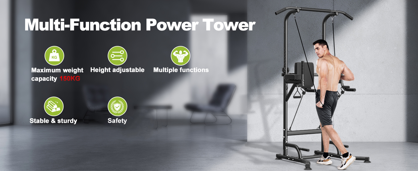 Кріпиш для підтягувань Botifly Power Tower - регульована висота 159-233 см, багатофункціональна турнікова стійка для дому