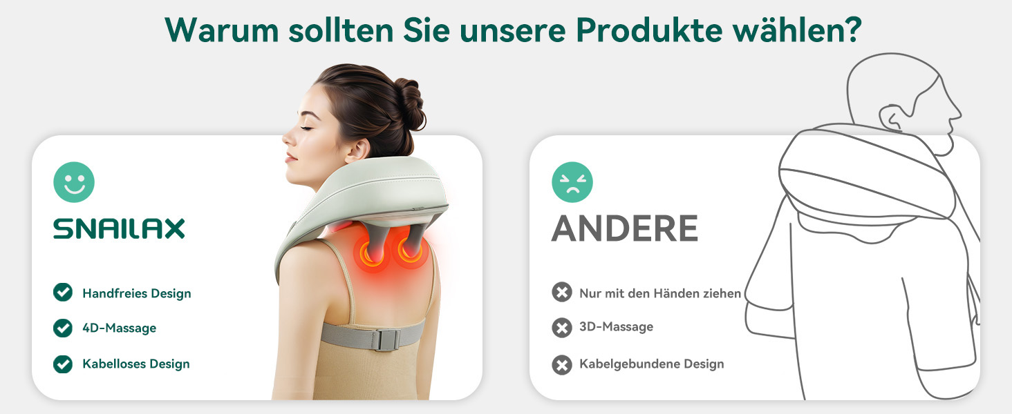 Масажер для шиї Snailax 4D з підігрівом та Shiatsu, електричний масажер для шиї, плечей та спини, зелений