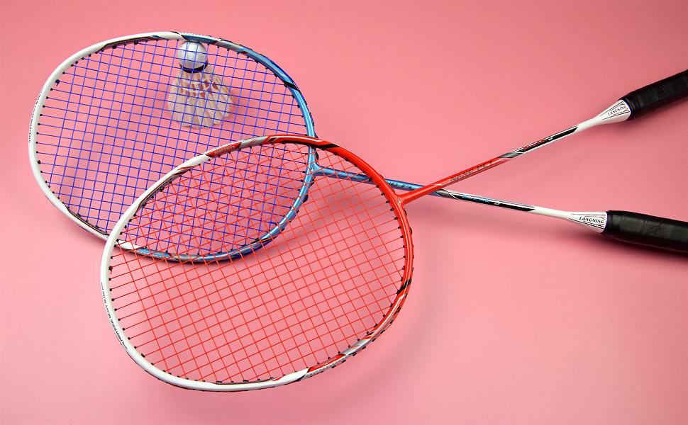 Набір для бадмінтону: 2 ракетки, 24 lbs, 85 г, професійний карбон, висока якість, червоно-синій колір