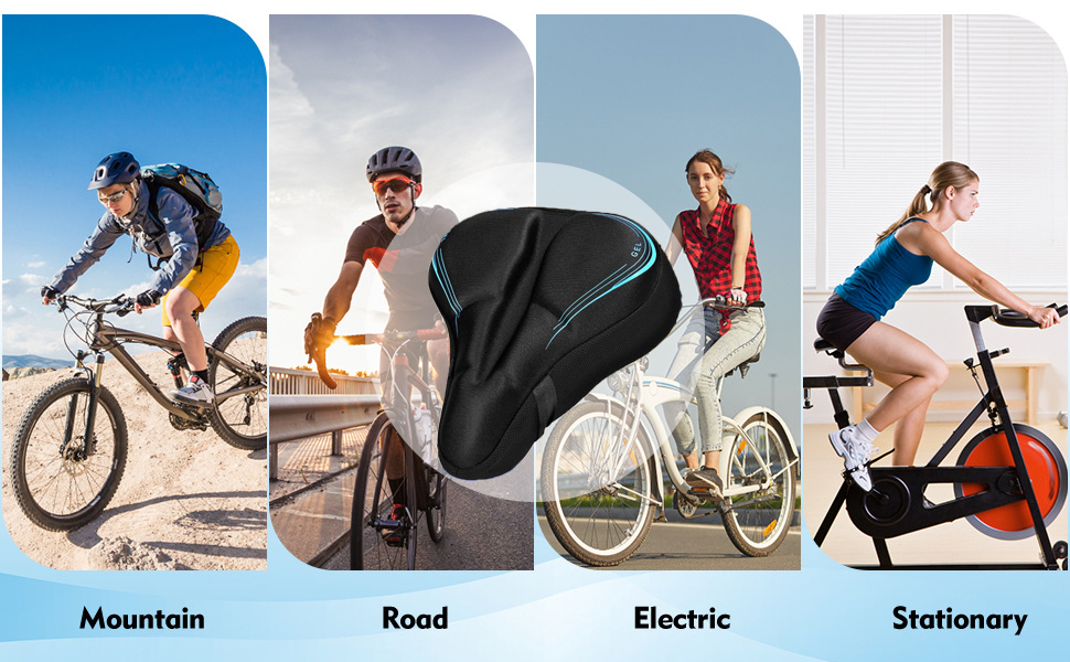 Покриття на велосипедне сідло, водонепроникний чохол для сідла, 27.5 * 23.5 см, м'яке сідло з відбиваючими смугами, підкладка для електровелосипеда, тренажера, спінбайка, блакитне