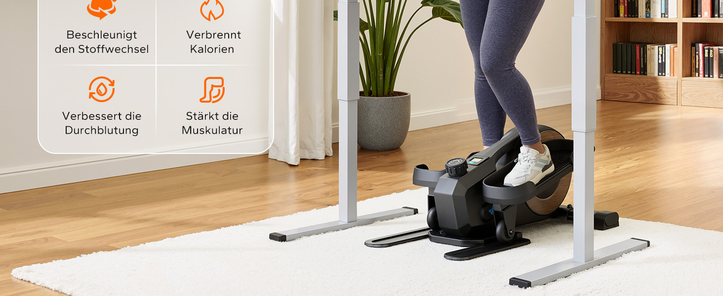 Міні еліптичний тренажер MERACH для дому, електричний крос-тренажер під стіл з пультом, дисплеєм, 12 швидкостей, петлі для ніг, тихий та портативний, для літніх людей та дорослих, E43-Чорний