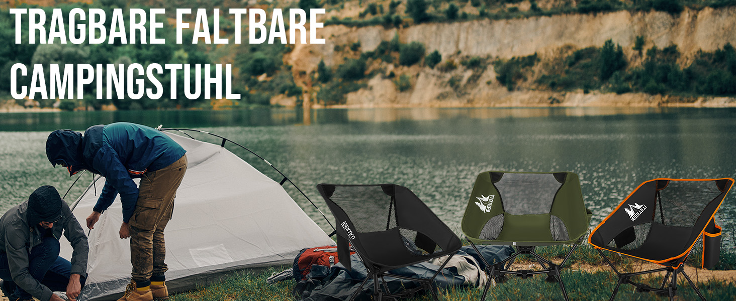 Складний туристичний стілець JONRRYIN для кемпінгу та відпочинку на природі: легкий, з кишенями та сіткою на спинці