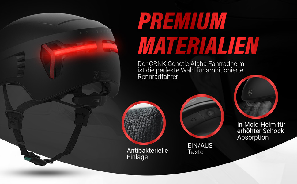 CRNK Genetic Alpha велосипедний шолом з LED, ультралегкий аеродинамічний шолом для шосейного велосипеда, чоловічий та жіночий, магнітна застібка, ідеальна посадка, захист EPS+PC
