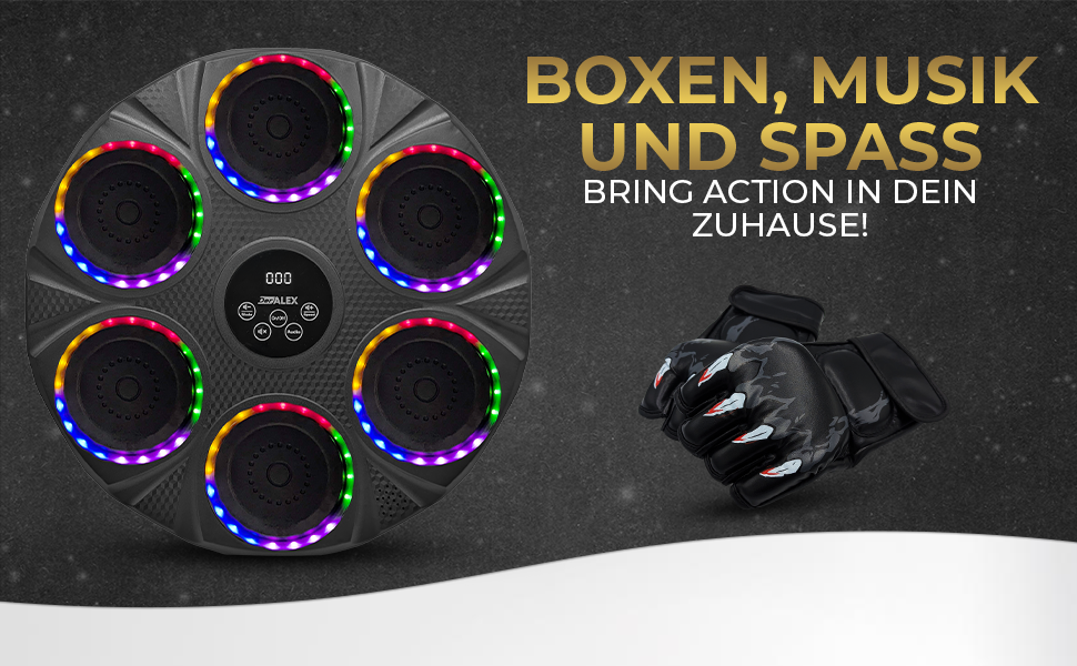 DerALEX Боксерський тренажер з музикою та LED-дисплеєм - електронний бокс для реакції, фітнесу та координації. Боксерський тренажер для дому та фітнес-клубу