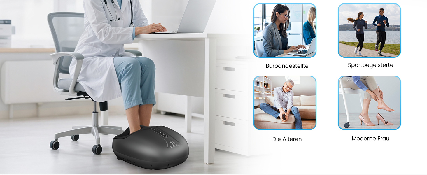 Масажер для ніг Shiatsu з підігрівом COMFIER - для діабету, п'яткової шпори, офісу. Розмір до 46.