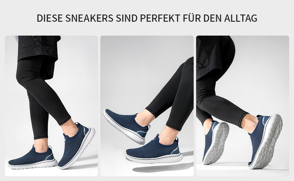 Чоловічі кросівки без шнурівків Slip-on, сітка, дихаючі, легкі, для бігу та спорту, комфортні, outdoor, джогінги, 44 EU, темно-синій