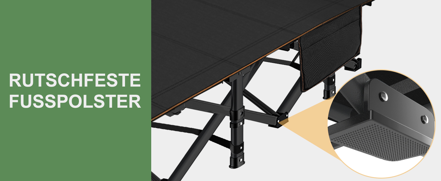 Велике розкладне ліжко з матрацом – 198x81x46 см, 400 кг, сталевий каркас, оксфордська тканина, для дорослих, сад, подорожі (XXL Чорний)