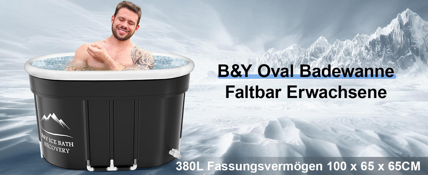 Екзотермічна ванна B&Y Ovales Eisbad: для холодової терапії та відпочинку вдома (100x65x65 см, чорний)