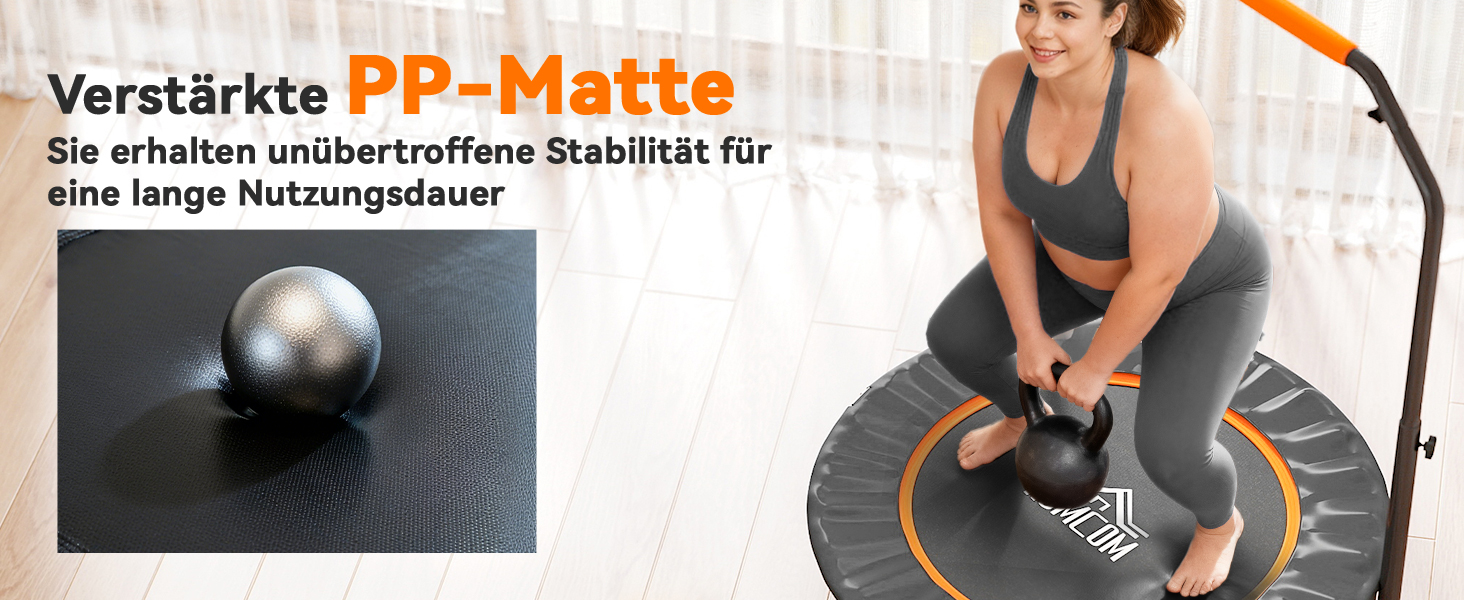 HOMCOM Міні-трамплін для фітнесу 102 см, складаний, з регульованою ручкою, до 150 кг, чорний+помаранчевий