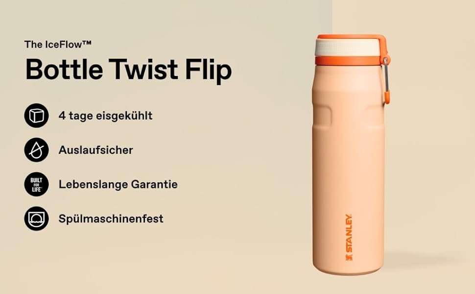 Термос-пляшка STANLEY 1913 IceFlow Bottle Twist Flip 0.47L, сталева вакуумна пляшка для напоїв (Shale)