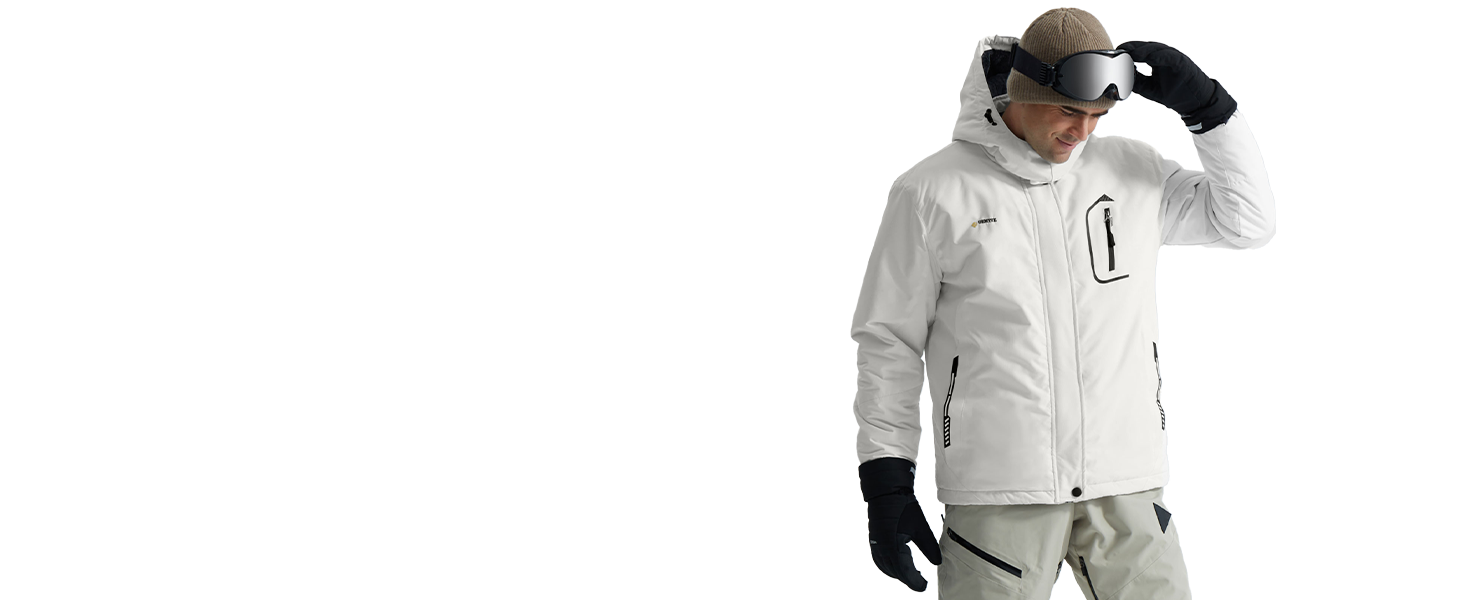 Чоловіча куртка GEMYSE для сноубордингу та лижного спорту, вітро- та водонепроникна, з флісовою підкладкою, зимова, з капюшоном, XL, сірий колір