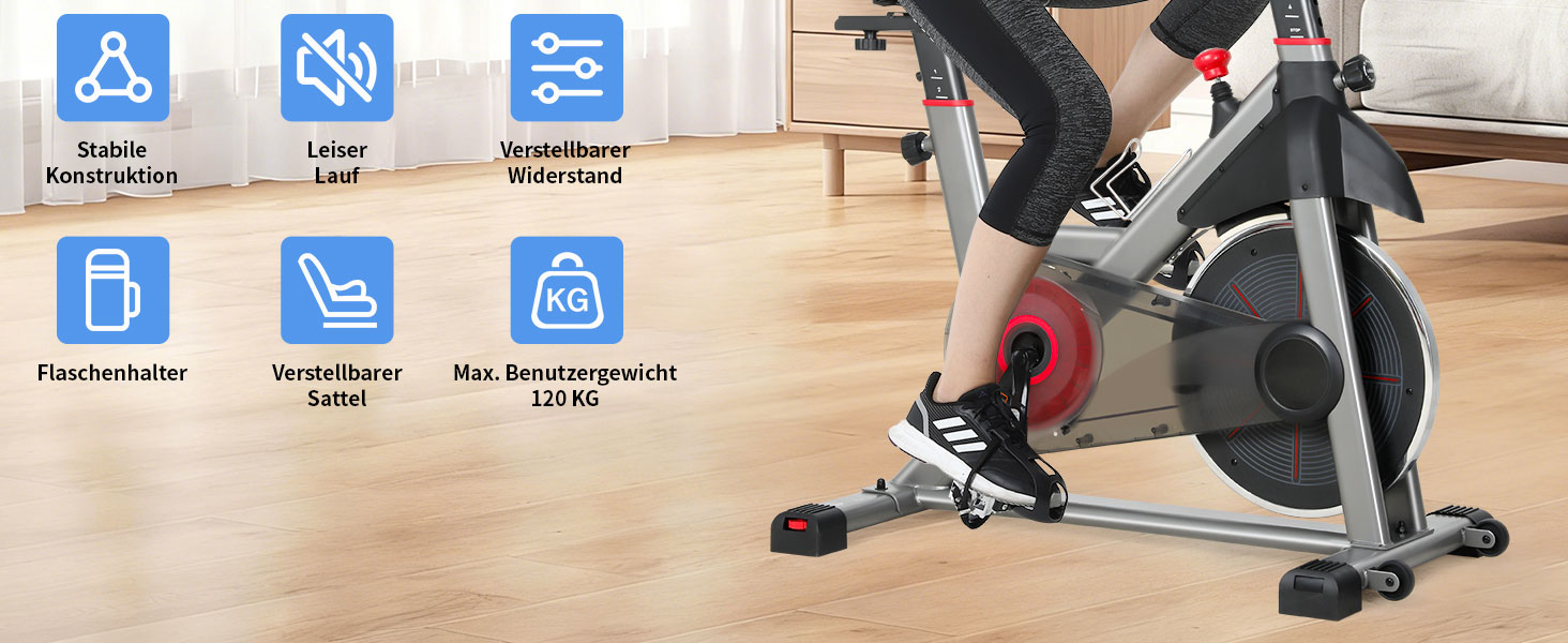 Велотренажер Heimtrainer S100 з регульованим опором, LED-дисплеєм, датчиком пульсу та тримачем для смартфона/планшета