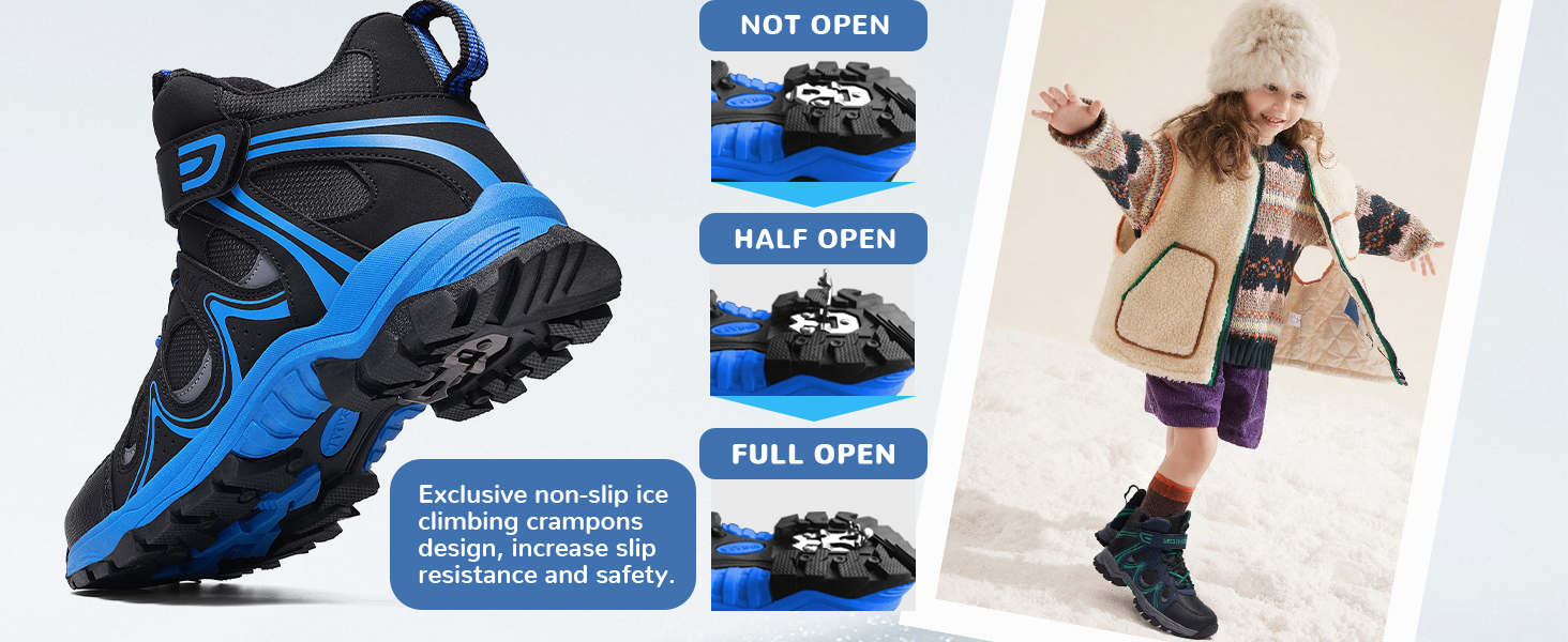 Дитячі зимові черевики ASHION для хлопчиків та дівчаток, утеплені, трекінгові, чорно-сині (37 EU)