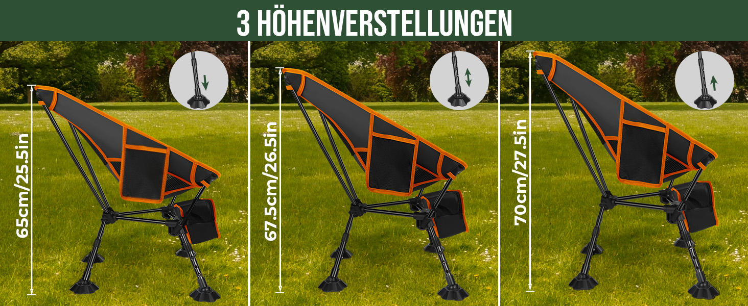 Складний туристичний стілець JONRRYIN для кемпінгу та відпочинку на природі: легкий, з кишенями та сіткою на спинці