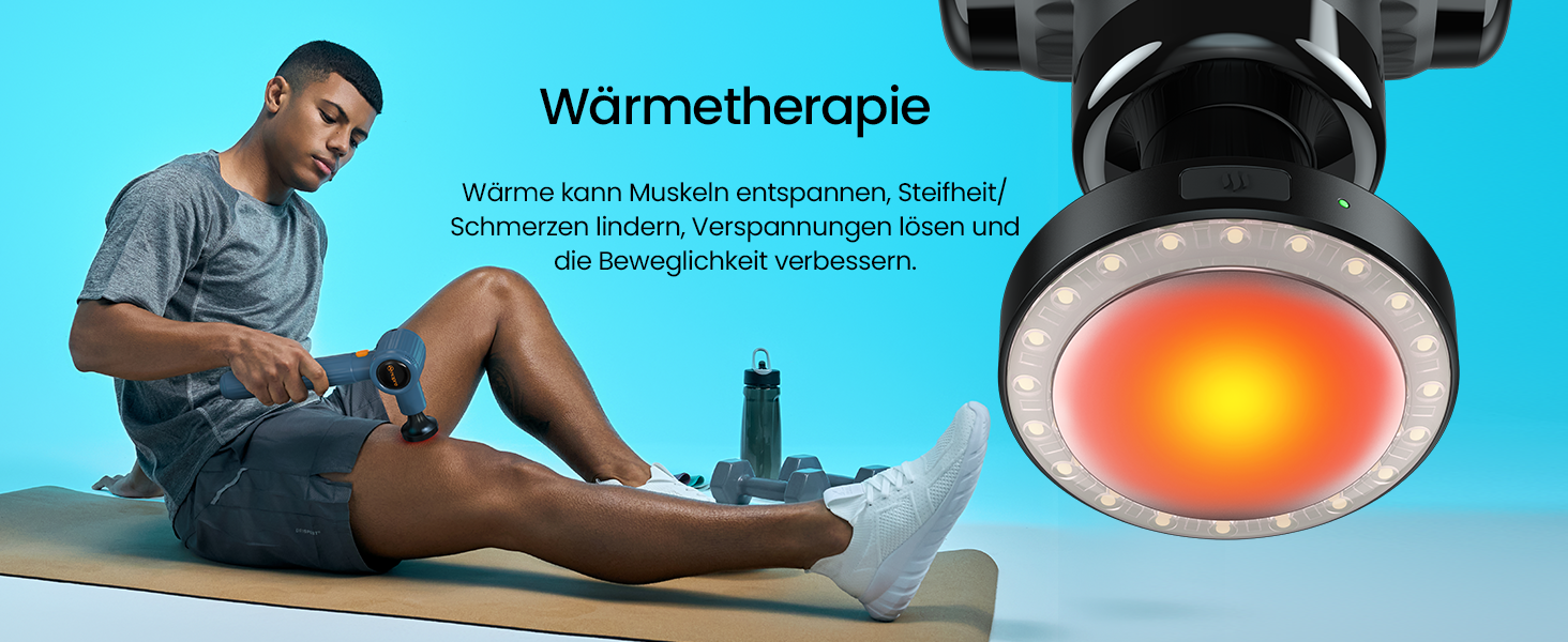 Масажний пістолет Napre з підігрівом та червоною світлотерапією для м'язів спини та шиї, з подовжувальною ручкою та 3 кутами нахилу