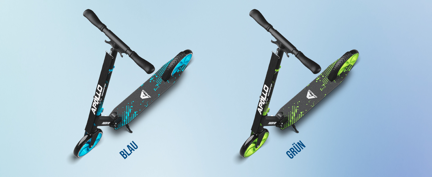 Скутер Apollo Phantom Pro City з LED-підсвіткою - розкладний, регульований по висоті, для дорослих, дітей та підлітків