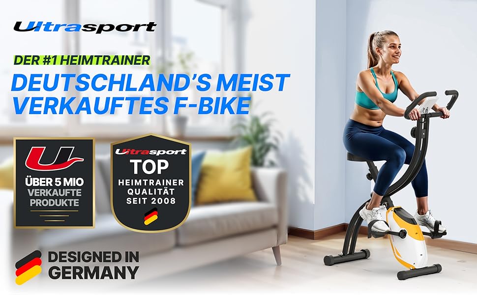 Ultrasport F-Bike 150/200: Складний велотренажер з LCD дисплеєм та датчиком пульсу, 8 рівнів опору, для спортсменів та людей похилого віку