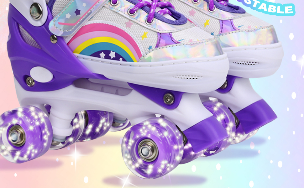 Ролики для дітей LOKJIJI Rainbow, регульовані, фіолетово-рожеві, для початківців