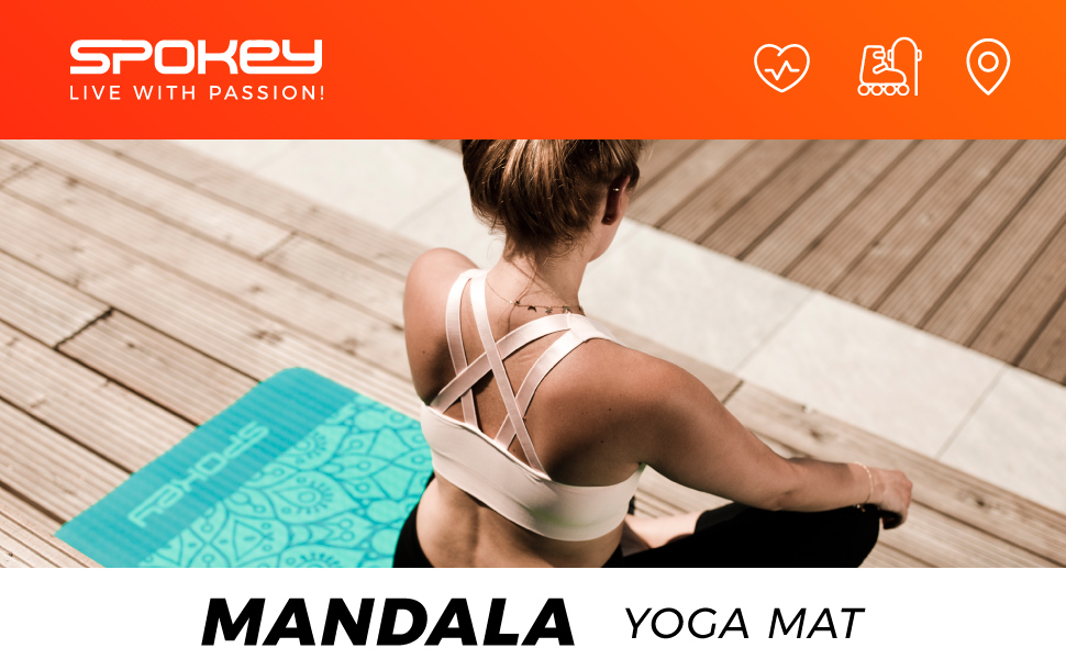 Йога мат SpoKey Mandala, 183x61x0.4 см, червоний, екологічний TPE, для йоги, пілатесу, фітнесу, гімнастики