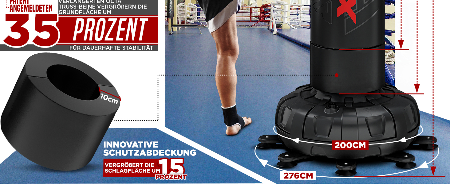 Стенд-боксерський мішок RDX 6FT (183 см) з рукавичками та чохлом, XXL, для ММА, кікбоксингу, боксу, муай-тай, чорний