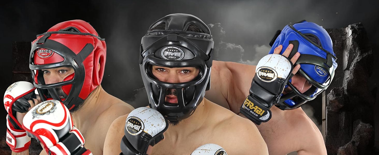 Захист голови 2-в-1 - Регульований шолом для бойових мистецтв з знімною сіткою для обличчя, повний захист обличчя. Підходить для ММА, муай-тай, кікбоксингу, спарингу. Чоловічий та жіночий, XL, чорний