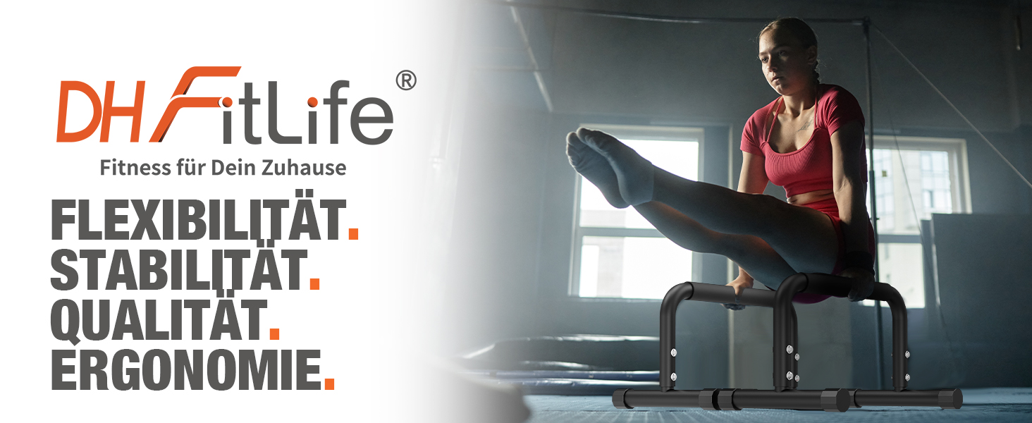 DH FitLife Регульовані бруси для калістеніки (30-35см) | 2-рівневі ручки для віджимань & паралелі | Бруси для віджимань з вагою до 200кг | Стриж для підтягувань для фітнесу та спорту | Для занять в приміщенні та на вулиці