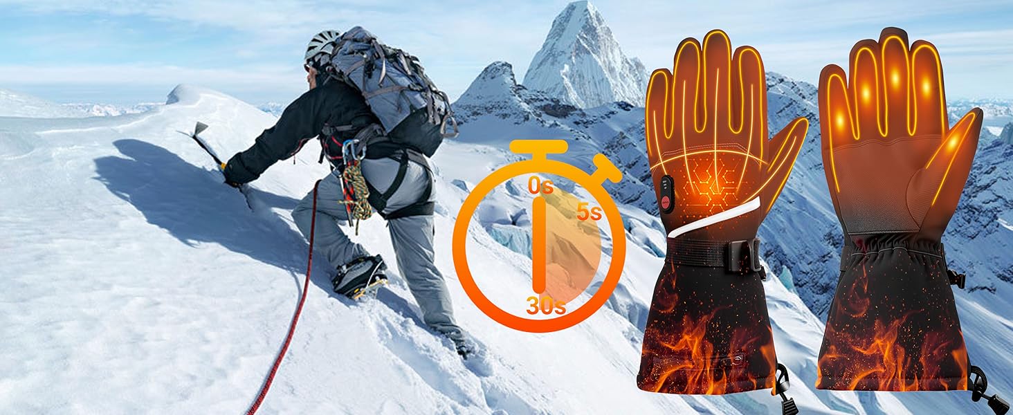 Греючі рукавички USB з підігрівом 20000mAh для чоловіків та жінок, 7.4V, 3 температурні режими, сенсорний екран, водонепроникні, антиковзкі, для зимової роботи на вулиці, чорні