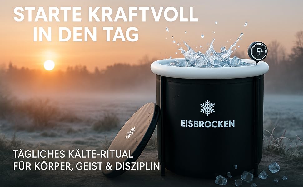 Мобільна крижана ванна Eisbrocken 80 см, чорна, ізоляція 7 шарів, з кришкою для спорту та відновлення, для льодових ванн після тренування, покращує кровообіг та розслаблення м'язів